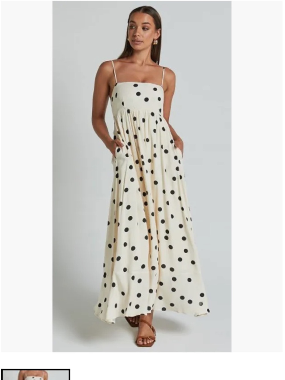 Showpo Ivory Maxi Dress with Black Polka Dots NWT